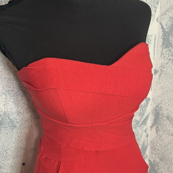 Teeze Me Red Strapless Sweetheart Bodycon Dress Crisscross Bodice & Even size 3 - Picture 3 of 7